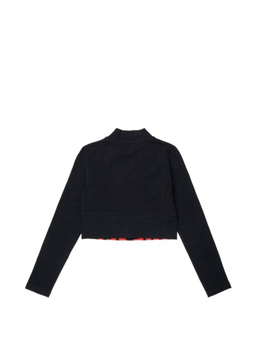 T-shirt bambina Diesel nera cropped a maniche lunghe con logo DIESEL KIDS | J02935KYA0LK900